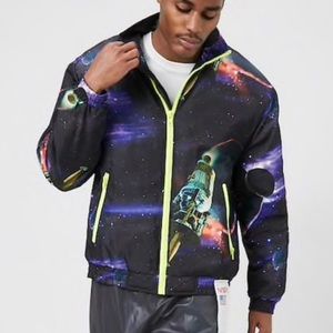 nasa space print puffer jacket